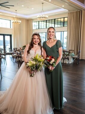 Azazie Sage Green Flutter-Sleeve Maxi Gown